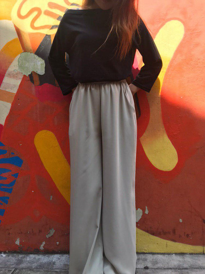 Viscose Palazzo Pants in Cadet Grey